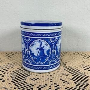 Vintage Decorative Tin- Agro Delfts Blue Holland- 601- windmill- rustic